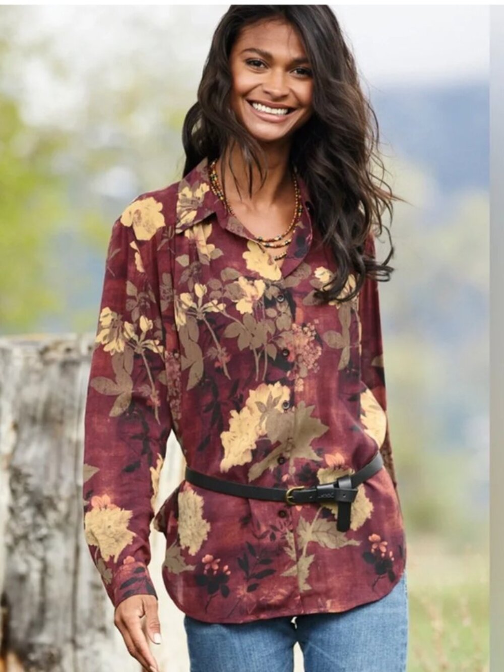 Peruvian Connection Tea House Button Down Blouse - Picture 2 of 10